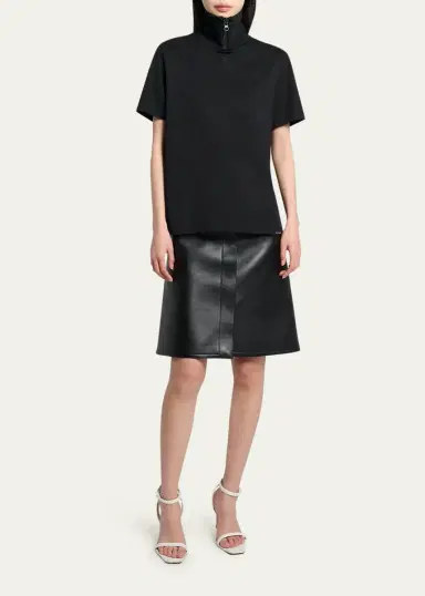 Courrèges Cotton Ribbed Stand-Collar T-Shirt | Thumbnail 2 Courrèges Cotton Ribbed Stand-Collar T-Shirt | Thumbnail 2