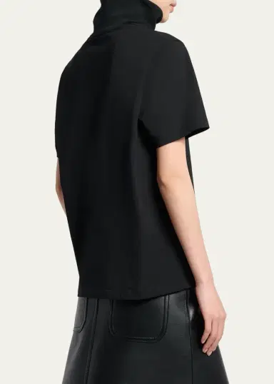 Courrèges Cotton Ribbed Stand-Collar T-Shirt | Thumbnail 3 Courrèges Cotton Ribbed Stand-Collar T-Shirt | Thumbnail 3