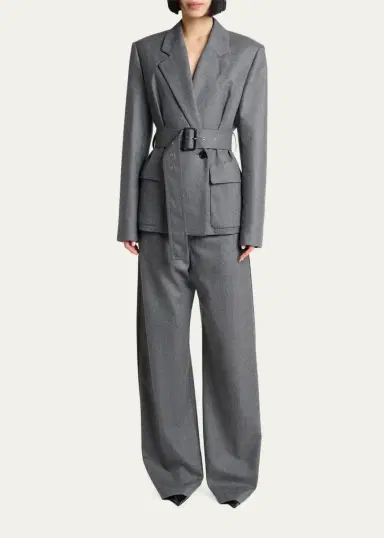 Lanvin Belted Wool Flannel Jacket | Thumbnail 2 Lanvin Belted Wool Flannel Jacket | Thumbnail 2