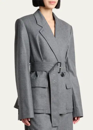Lanvin Belted Wool Flannel Jacket | Thumbnail 4 Lanvin Belted Wool Flannel Jacket | Thumbnail 4