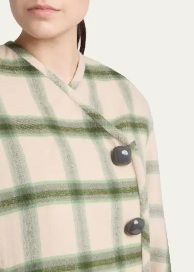 Valentino Garavani Interferenze Shearling-Cuff Plaid Jacket | Thumbnail 5 Valentino Garavani Interferenze Shearling-Cuff Plaid Jacket | Thumbnail 5