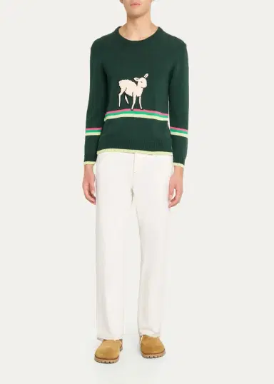 JW Anderson Men's Sheep Graphic Cotton Sweater | Thumbnail 2 JW Anderson Men's Sheep Graphic Cotton Sweater | Thumbnail 2