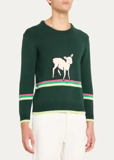 JW Anderson Men's Sheep Graphic Cotton Sweater | Thumbnail 4 JW Anderson Men's Sheep Graphic Cotton Sweater | Thumbnail 4