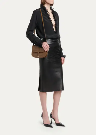 Tom Ford Kara Small Croc-Embossed Leather Crossbody Bag | Thumbnail 5 Tom Ford Kara Small Croc-Embossed Leather Crossbody Bag | Thumbnail 5