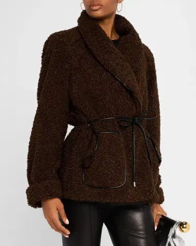 Simkhai Kimia Faux Fur Tie Waist Jacket | Thumbnail 4 Simkhai Kimia Faux Fur Tie Waist Jacket | Thumbnail 4