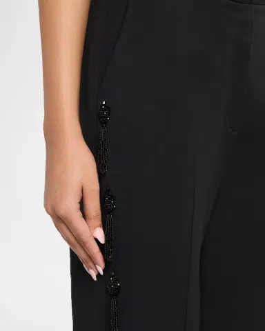 Lela Rose Tassel Embroidered Straight-Leg Ankle Trousers | Thumbnail 5 Lela Rose Tassel Embroidered Straight-Leg Ankle Trousers | Thumbnail 5