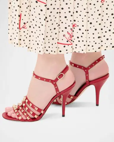 Valentino Garavani 100mm Rockstud Leather Ankle-Strap Sandals | Thumbnail 2 Valentino Garavani 100mm Rockstud Leather Ankle-Strap Sandals | Thumbnail 2