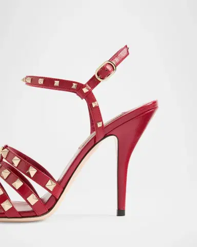 Valentino Garavani 100mm Rockstud Leather Ankle-Strap Sandals | Thumbnail 3 Valentino Garavani 100mm Rockstud Leather Ankle-Strap Sandals | Thumbnail 3