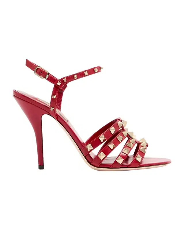 100mm Rockstud Leather Ankle-Strap Sandals 100mm Rockstud Leather Ankle-Strap Sandals
