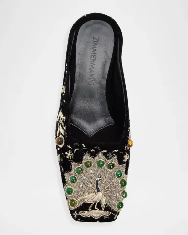 Zimmermann Atelier Embellished Velvet Mules | Thumbnail 3 Zimmermann Atelier Embellished Velvet Mules | Thumbnail 3