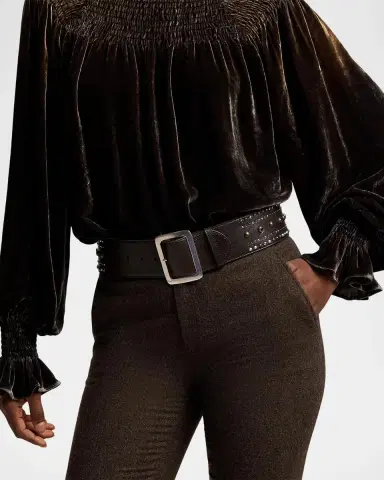 Ralph Lauren Collection Studded Washed Leather Wide Belt | Thumbnail 2 Ralph Lauren Collection Studded Washed Leather Wide Belt | Thumbnail 2