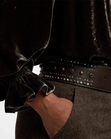 Ralph Lauren Collection Studded Washed Leather Wide Belt | Thumbnail 3 Ralph Lauren Collection Studded Washed Leather Wide Belt | Thumbnail 3