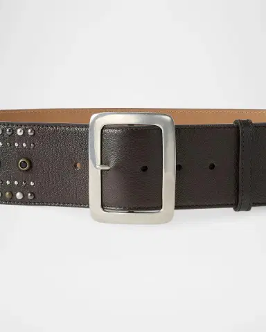 Ralph Lauren Collection Studded Washed Leather Wide Belt | Thumbnail 4 Ralph Lauren Collection Studded Washed Leather Wide Belt | Thumbnail 4
