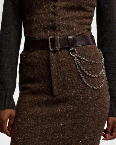 Ralph Lauren Collection Chain-Trim Washed Leather Wide Belt | Thumbnail 3 Ralph Lauren Collection Chain-Trim Washed Leather Wide Belt | Thumbnail 3