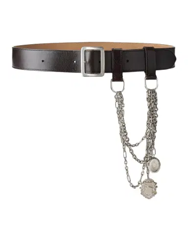 Ralph Lauren Collection Chain-Trim Washed Leather Wide Belt | Thumbnail 1 Ralph Lauren Collection Chain-Trim Washed Leather Wide Belt | Thumbnail 1