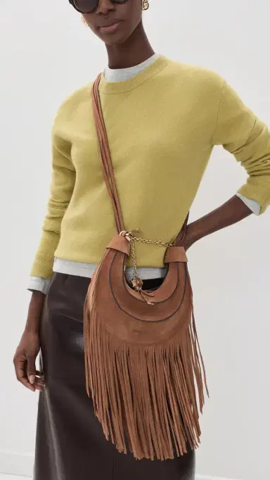 Farm Rio Suede Hobo Large Fringes Banana Bag | Thumbnail 2 Farm Rio Suede Hobo Large Fringes Banana Bag | Thumbnail 2