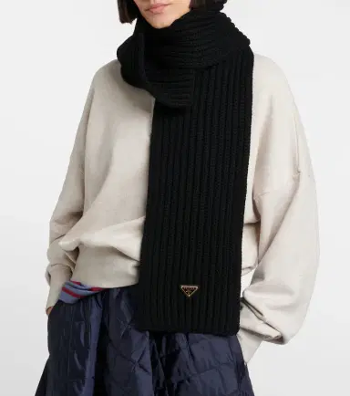 Prada Ribbed-knit virgin wool scarf | Thumbnail 6 Prada Ribbed-knit virgin wool scarf | Thumbnail 6