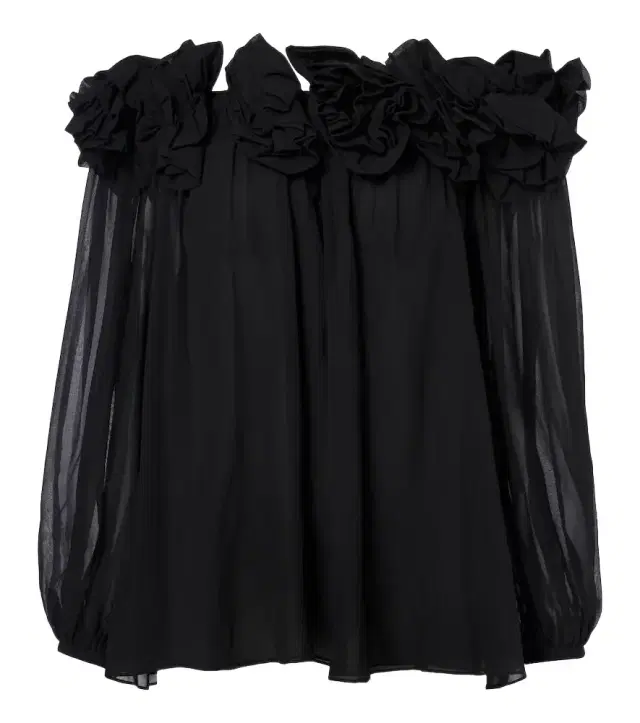 Floral-appliqué gathered silk top Floral-appliqué gathered silk top