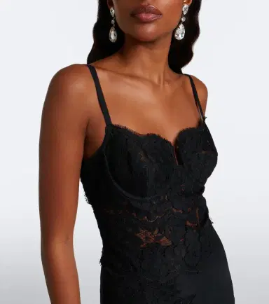 Dolce & Gabbana Lace-trimmed silk and and cotton-blend gown | Thumbnail 4 Dolce & Gabbana Lace-trimmed silk and and cotton-blend gown | Thumbnail 4