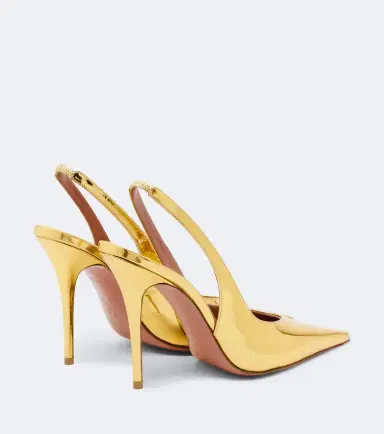 Amina Muaddi Anok metallic leather slingback pumps | Thumbnail 2 Amina Muaddi Anok metallic leather slingback pumps | Thumbnail 2