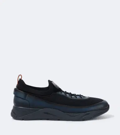 Santoni Leather-trimmed knitted sneakers | Thumbnail 2 Santoni Leather-trimmed knitted sneakers | Thumbnail 2