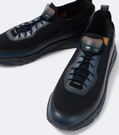 Santoni Leather-trimmed knitted sneakers | Thumbnail 5 Santoni Leather-trimmed knitted sneakers | Thumbnail 5