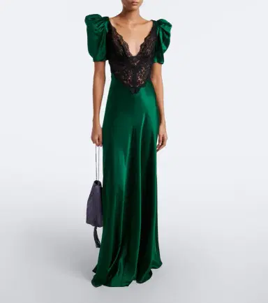 Rodarte Lace-trimmed silk satin gown | Thumbnail 3 Rodarte Lace-trimmed silk satin gown | Thumbnail 3