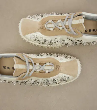Miu Miu Bubble embellished suede-trimmed sneakers | Thumbnail 2 Miu Miu Bubble embellished suede-trimmed sneakers | Thumbnail 2