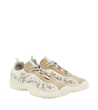 Miu Miu Bubble embellished suede-trimmed sneakers | Thumbnail 1 Miu Miu Bubble embellished suede-trimmed sneakers | Thumbnail 1