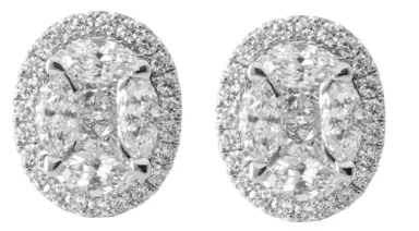 Wish Fine Jewelry 1.58ct Diamond 18K Gold Illusion Halo Earrings | Thumbnail 1 Wish Fine Jewelry 1.58ct Diamond 18K Gold Illusion Halo Earrings | Thumbnail 1