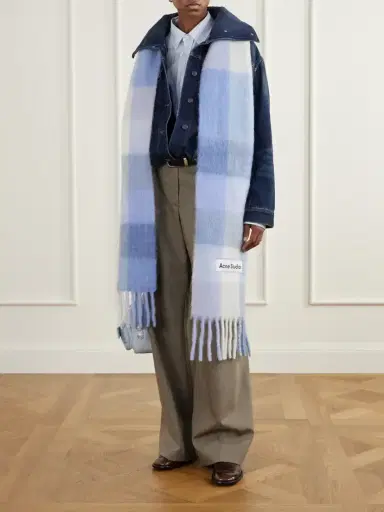 Acne Studios Fringed Checked Brushed-knit Scarf | Thumbnail 2 Acne Studios Fringed Checked Brushed-knit Scarf | Thumbnail 2