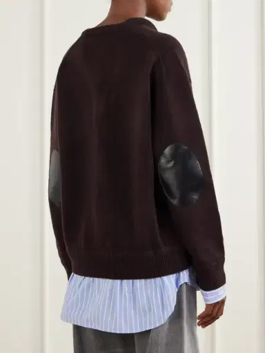 Acne Studios Layered Striped Poplin-trimmed Wool Sweater | Thumbnail 4 Acne Studios Layered Striped Poplin-trimmed Wool Sweater | Thumbnail 4