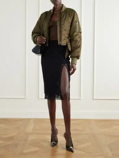 Balmain Paneled Cropped Satin Jacket | Thumbnail 2 Balmain Paneled Cropped Satin Jacket | Thumbnail 2