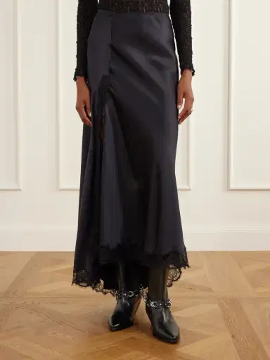 Isabel Marant Alexandra Lace-detailed Silk-blend Satin Midi Skirt | Thumbnail 3 Isabel Marant Alexandra Lace-detailed Silk-blend Satin Midi Skirt | Thumbnail 3