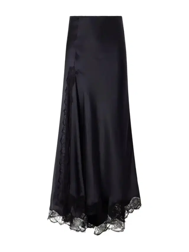 Alexandra Lace-detailed Silk-blend Satin Midi Skirt Alexandra Lace-detailed Silk-blend Satin Midi Skirt