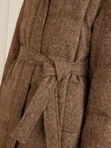 Brunello Cucinelli Hooded Belted Padded Quilted Shearling-trimmed Wool-blend Down Jacket | Thumbnail 6 Brunello Cucinelli Hooded Belted Padded Quilted Shearling-trimmed Wool-blend Down Jacket | Thumbnail 6