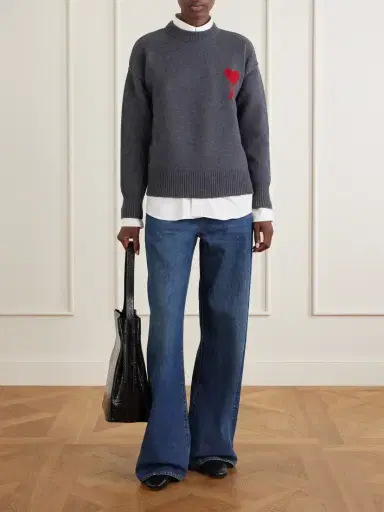 AMI PARIS Adc Intarsia Wool Sweater | Thumbnail 2 AMI PARIS Adc Intarsia Wool Sweater | Thumbnail 2