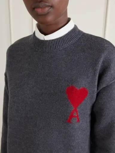 AMI PARIS Adc Intarsia Wool Sweater | Thumbnail 4 AMI PARIS Adc Intarsia Wool Sweater | Thumbnail 4