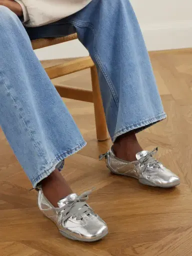 Acne Studios Lace-up Suede And Leather Ballet Flats | Thumbnail 2 Acne Studios Lace-up Suede And Leather Ballet Flats | Thumbnail 2