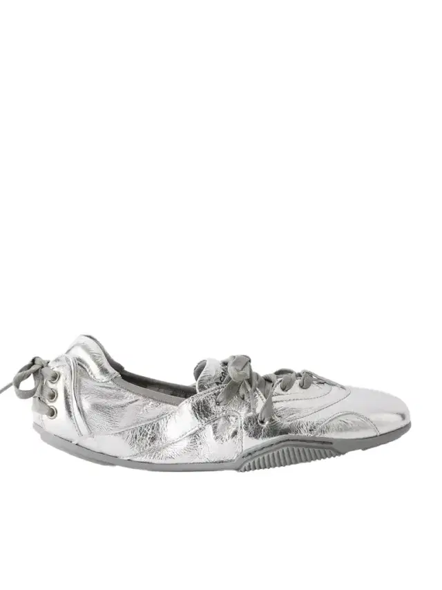 Lace-up Suede And Leather Ballet Flats Lace-up Suede And Leather Ballet Flats