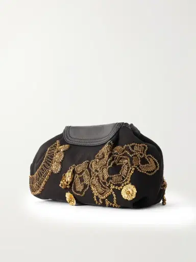 Dries Van Noten Bead-embellished Embroidered Leather-trimmed Cotton-twill Clutch | Thumbnail 4 Dries Van Noten Bead-embellished Embroidered Leather-trimmed Cotton-twill Clutch | Thumbnail 4