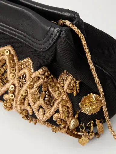 Dries Van Noten Bead-embellished Embroidered Leather-trimmed Cotton-twill Clutch | Thumbnail 5 Dries Van Noten Bead-embellished Embroidered Leather-trimmed Cotton-twill Clutch | Thumbnail 5