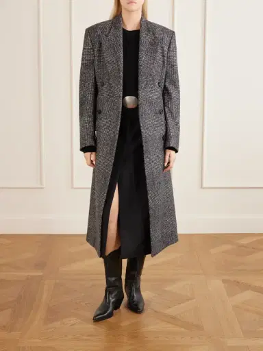 Nili Lotan Edmond Double-breasted Checked Wool-blend Long Coat | Thumbnail 2 Nili Lotan Edmond Double-breasted Checked Wool-blend Long Coat | Thumbnail 2