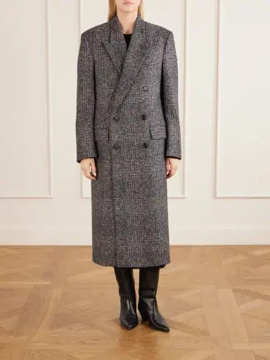 Nili Lotan Edmond Double-breasted Checked Wool-blend Long Coat | Thumbnail 3 Nili Lotan Edmond Double-breasted Checked Wool-blend Long Coat | Thumbnail 3