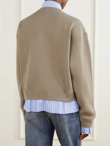 Acne Studios Layered Striped Poplin-trimmed Cotton-fleece Sweatshirt | Thumbnail 4 Acne Studios Layered Striped Poplin-trimmed Cotton-fleece Sweatshirt | Thumbnail 4