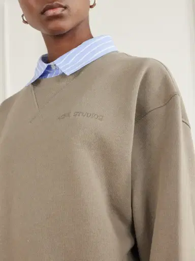 Acne Studios Layered Striped Poplin-trimmed Cotton-fleece Sweatshirt | Thumbnail 5 Acne Studios Layered Striped Poplin-trimmed Cotton-fleece Sweatshirt | Thumbnail 5