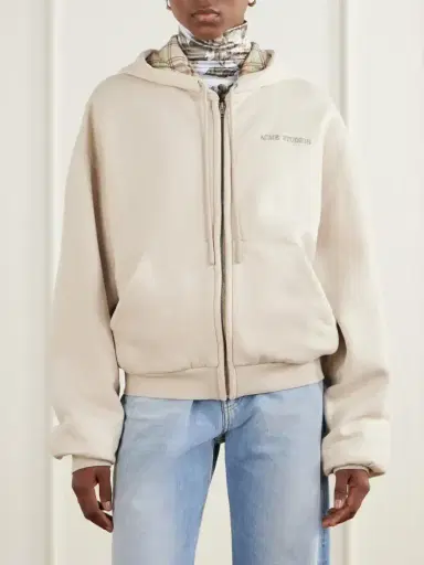 Acne Studios Embroidered Cotton Zip-up Hoodie | Thumbnail 3 Acne Studios Embroidered Cotton Zip-up Hoodie | Thumbnail 3