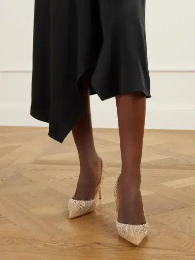 Aquazzura Soft Sky 85 Crystal And Bead-embellished Satin-trimmed Mesh Pumps | Thumbnail 2 Aquazzura Soft Sky 85 Crystal And Bead-embellished Satin-trimmed Mesh Pumps | Thumbnail 2
