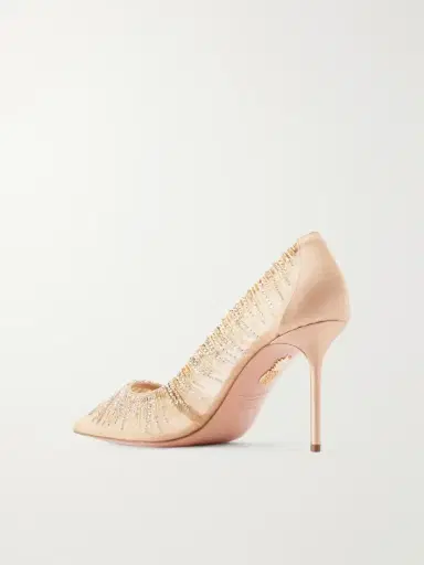 Aquazzura Soft Sky 85 Crystal And Bead-embellished Satin-trimmed Mesh Pumps | Thumbnail 3 Aquazzura Soft Sky 85 Crystal And Bead-embellished Satin-trimmed Mesh Pumps | Thumbnail 3