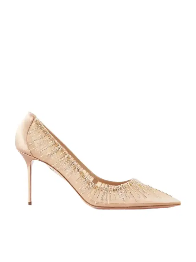 Soft Sky 85 Crystal And Bead-embellished Satin-trimmed Mesh Pumps Soft Sky 85 Crystal And Bead-embellished Satin-trimmed Mesh Pumps